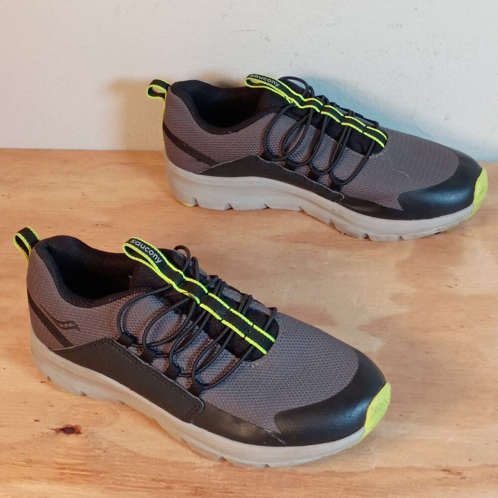 Saucony Youth Boys Size 3M Grey Black Slip-On Running Shoes Sneakers SK263845